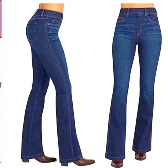 SPANX Clean Indigo Bootcut Trouser Flare Jeans size small - Picture 1 of 7